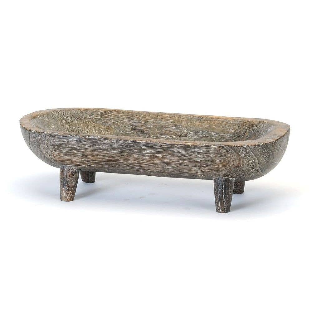 SMALL CARVED WOOD OVAL ON LEGS