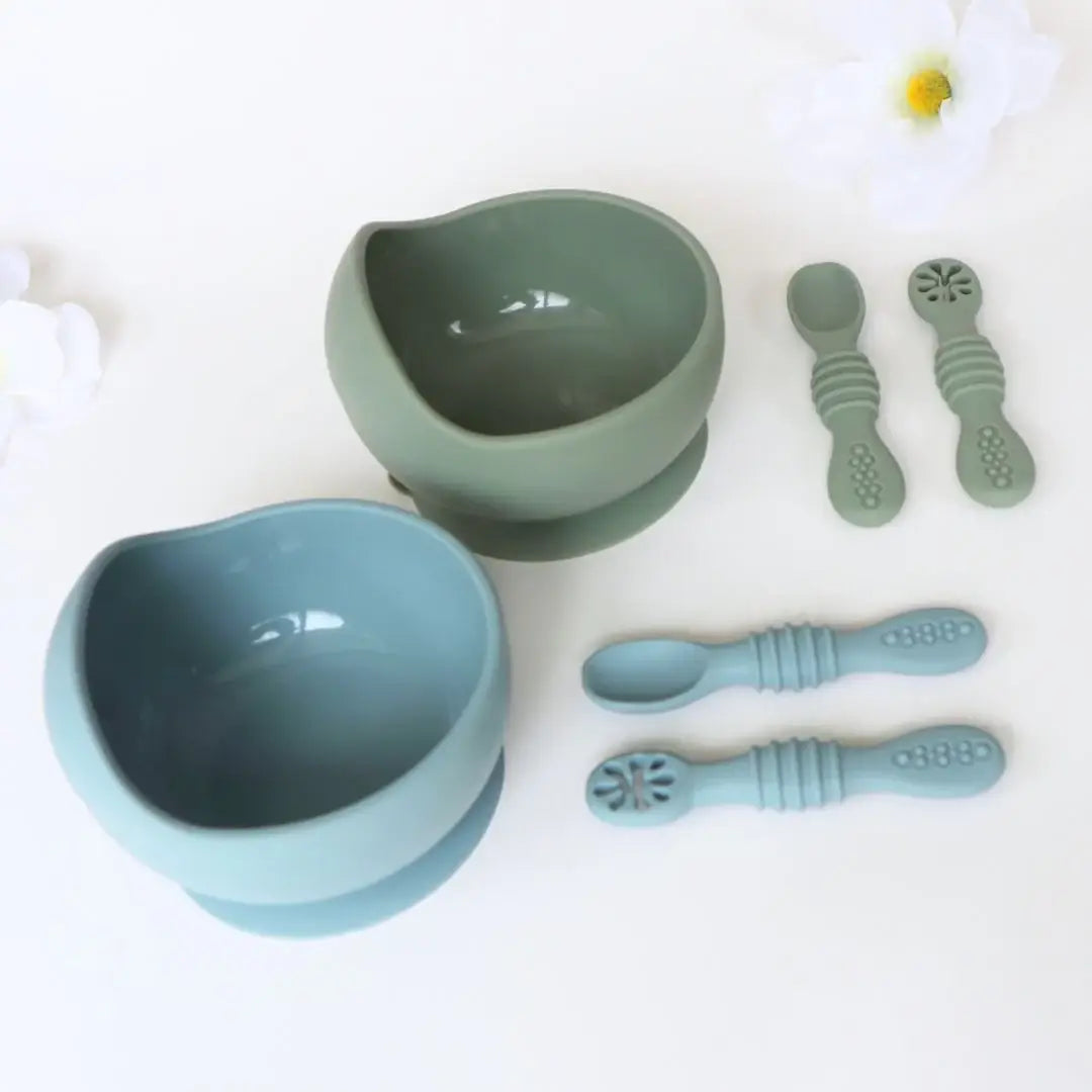 Infant Training Spoons for Self Feeding: Dusty Teal