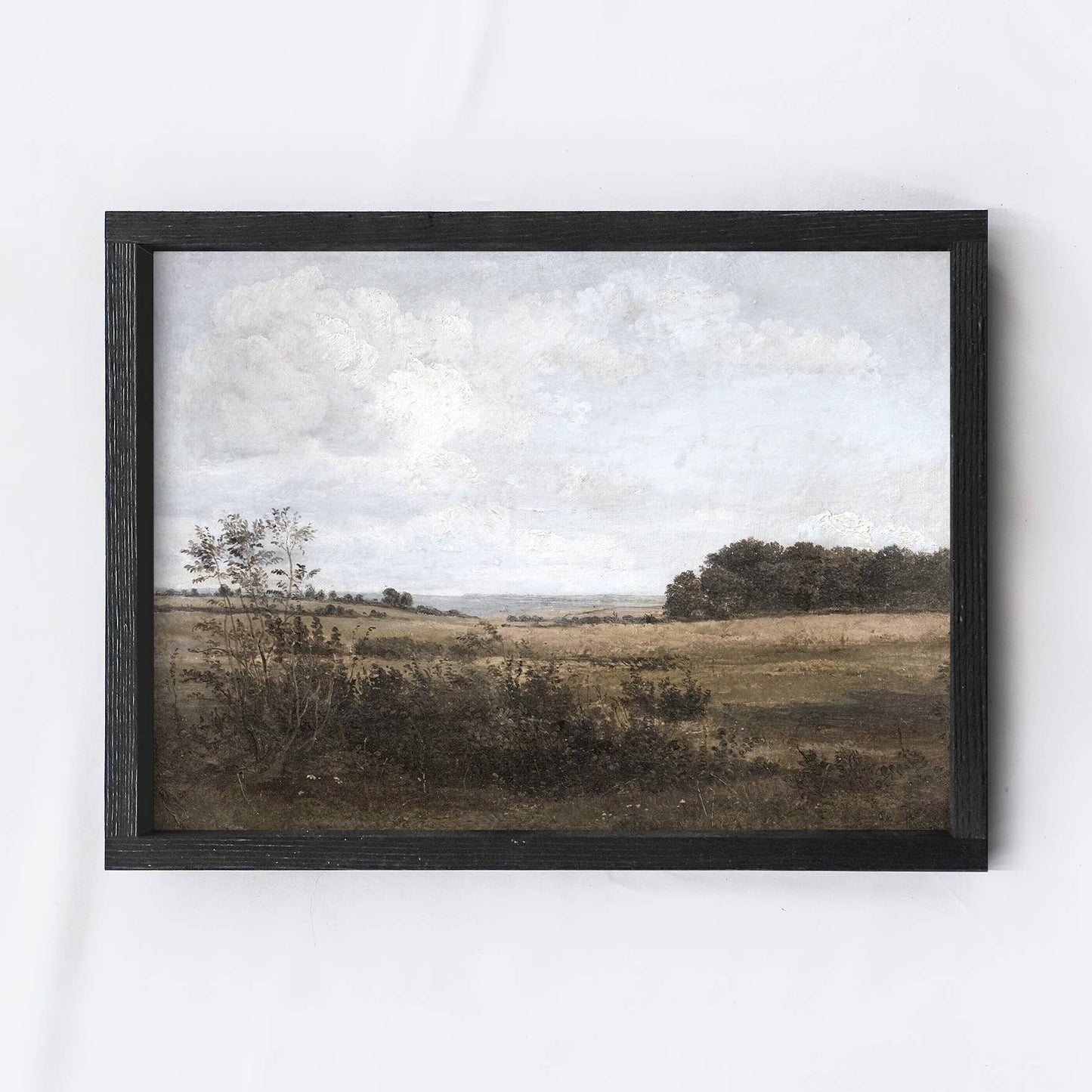 Framed Landscape Wall Art Aged Farmhouse / 19x13"