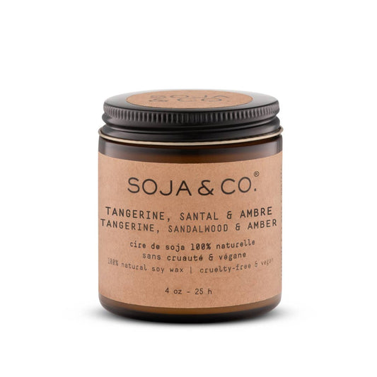 Soy Wax Candle | Tangerine, Sandalwood & Amber: 8oz - Cotton Wick