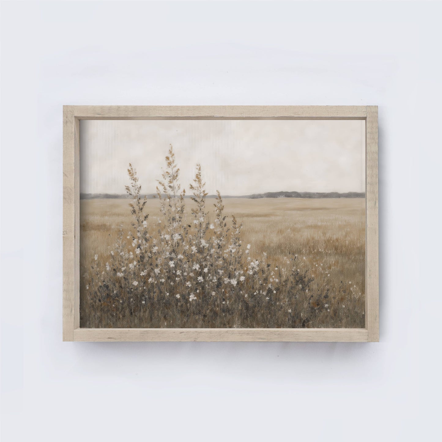 Wildflower Field Painting Aged Farmhouse / 19x13"