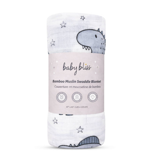 Bamboo Muslin Swaddle Blanket: Dino Dreams