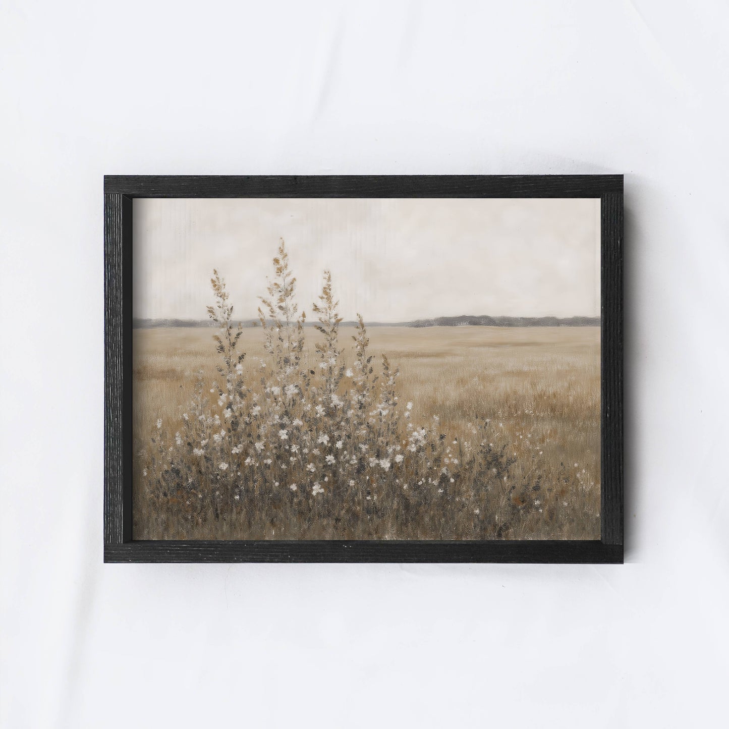 Wildflower Field Painting Aged Farmhouse / 19x13"