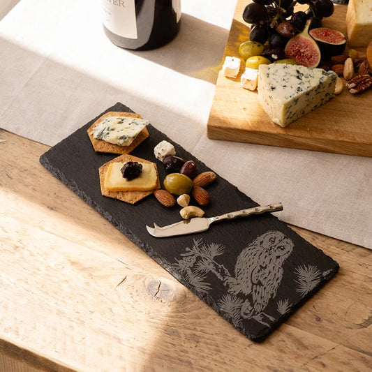 Tawny Owl - Mini Slate Cheese Board & Knife Set