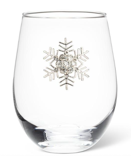 Stemless Wine Glass with Jewelled Snowflake