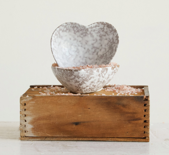 4"L x 3"W Stoneware Heart Dish