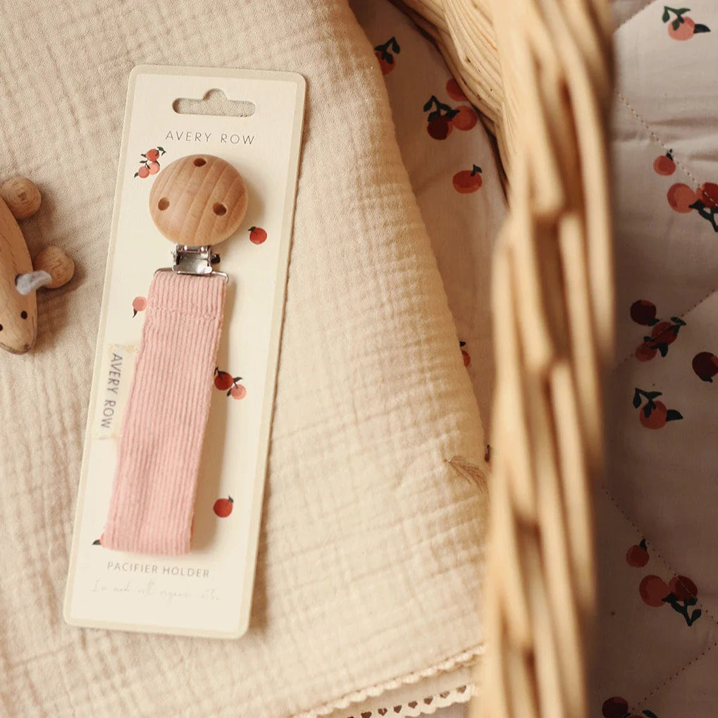 Avery Row Pacifier Clip Corduroy Pink