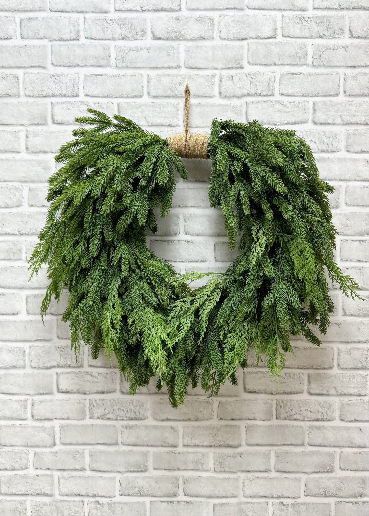 24" Spruce and Cedar Heart Wreath