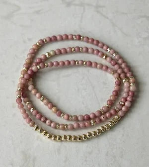 Circuit Loop Necklace/Bracelet - Pink Rhodonite