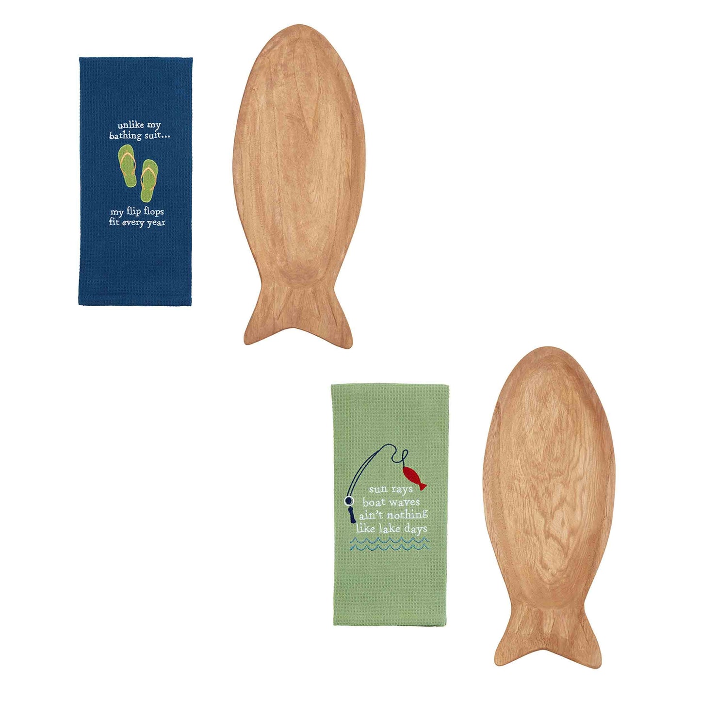 Sunny Day Fish Board Tray and Towel Set