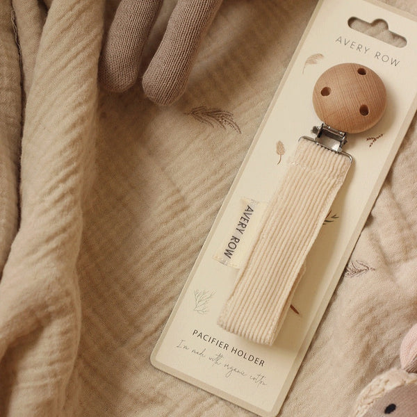 Cream Corduroy Pacifier Clip - Avery Row