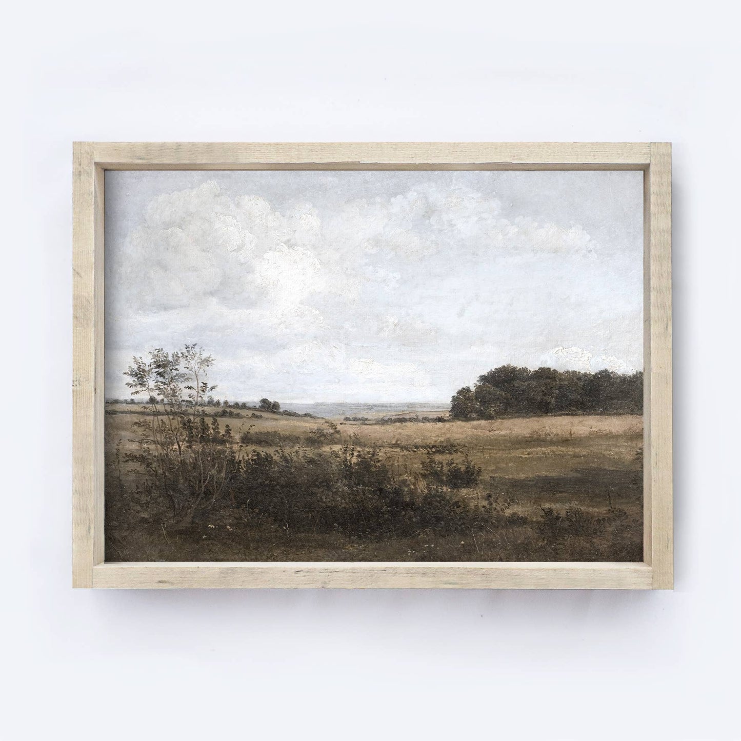 Framed Landscape Wall Art Aged Farmhouse / 19x13"