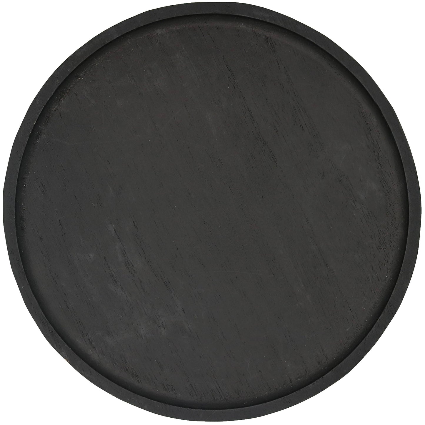 Black Round Wood Tray