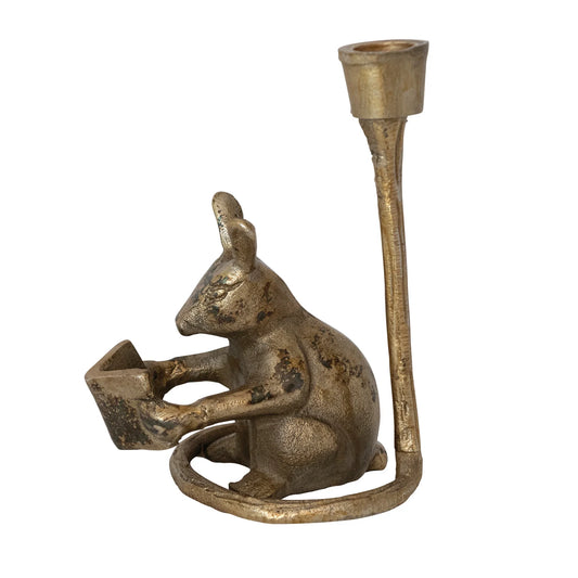 Cast Aluminum Taper Holder- Mouse Shaped
