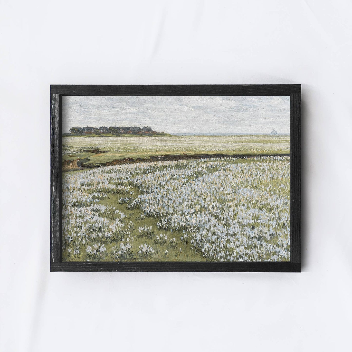 Summer Meadows Painting Aged Farmhouse / 12x9"