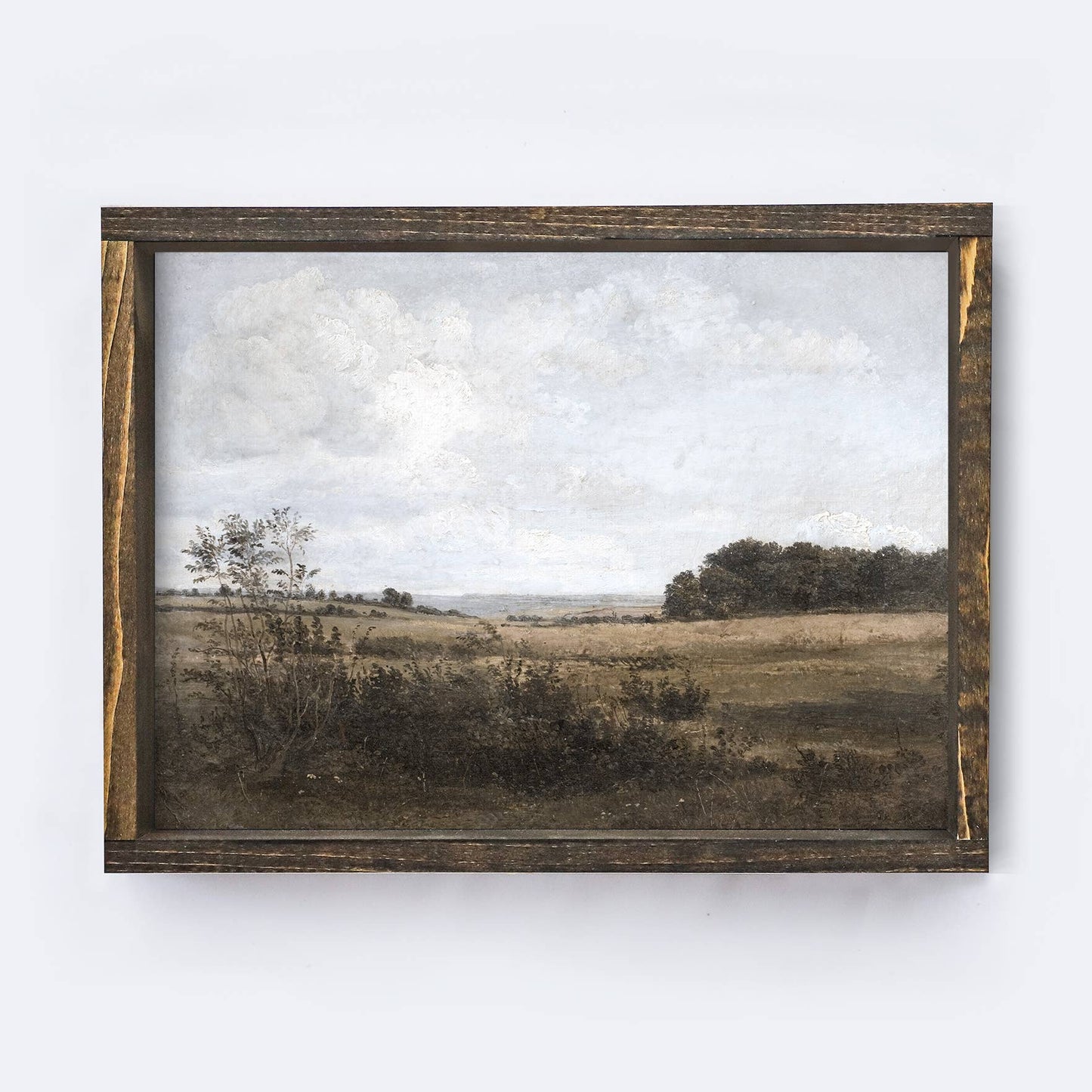 Framed Landscape Wall Art Aged Farmhouse / 19x13"