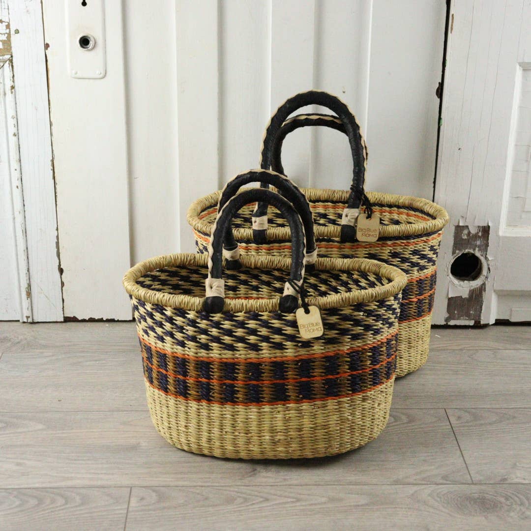 Oval Basket with Two Handles Medium - Traditional Palette
