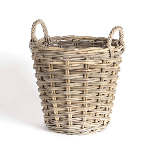 GREY RATTAN BUSHEL 2X2 WEAVE WITH EARS HANDLES