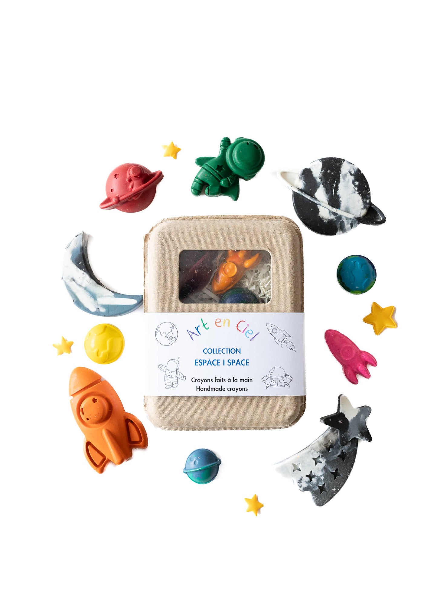 Handmade Crayons - SPACE THEME - Crayons faits à la main