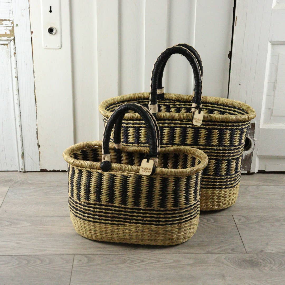 Oval Basket with Two Handles Large - Natural Palette: Natural Palette / Large
