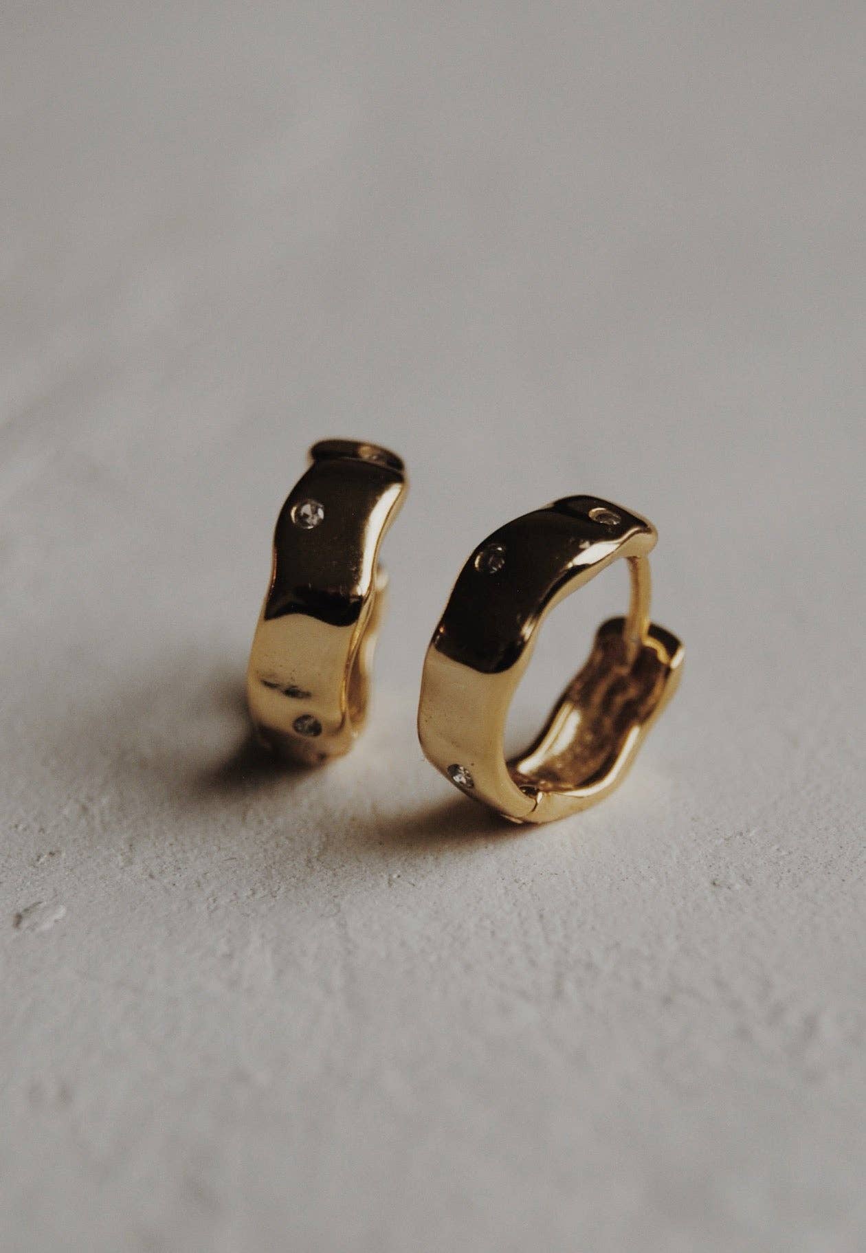 Organic Hoop Earrings: Gold