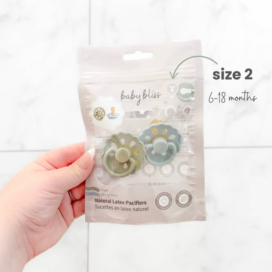 Natural Latex Pacifiers - Size 2 (6-18M): Sage & Dusty Blue