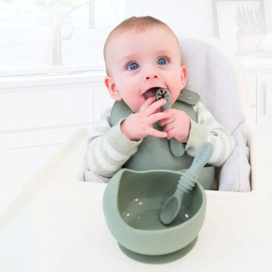 Suction Bowl & Training Spoons: Sage