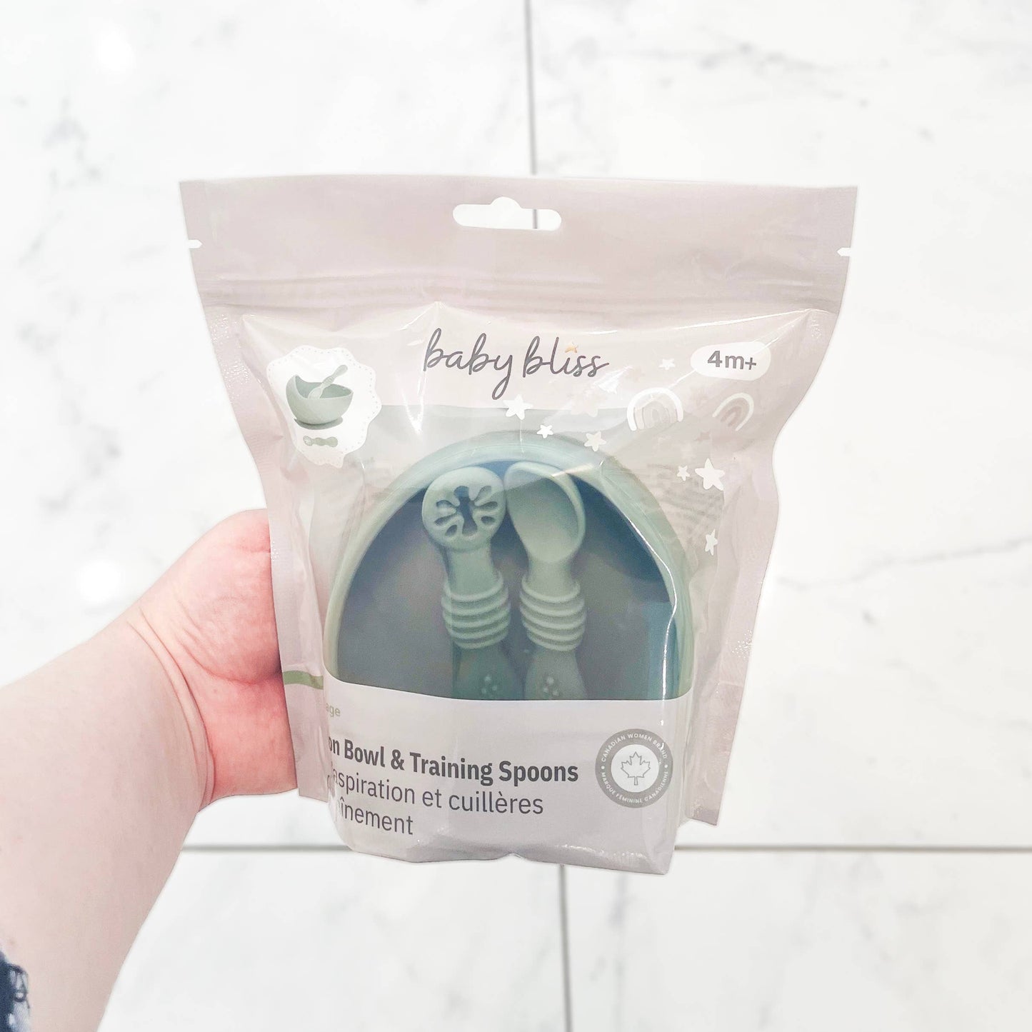 Suction Bowl & Training Spoons: Sage
