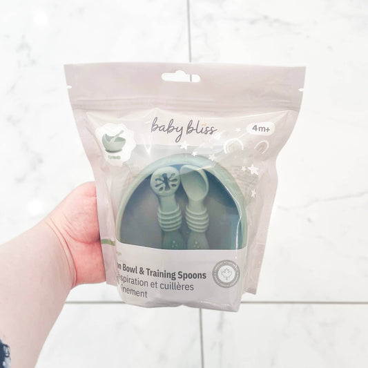 Suction Bowl & Training Spoons: Sage