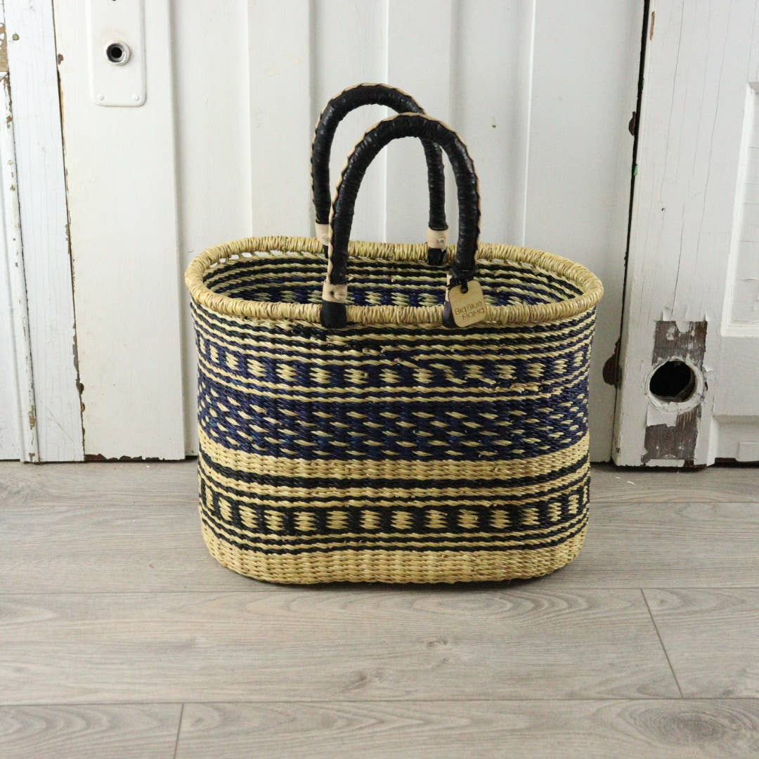 Oval Basket with Two Handles Large - Natural Palette: Natural Palette / Large