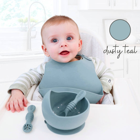 Infant Training Spoons for Self Feeding: Dusty Teal