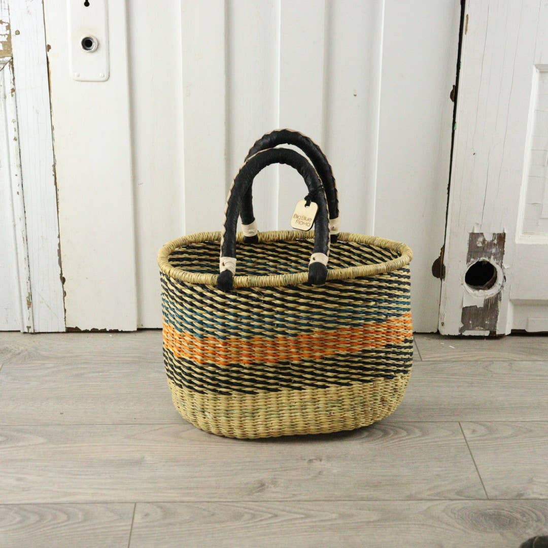 Oval Basket with Two Handles Medium - Traditional Palette