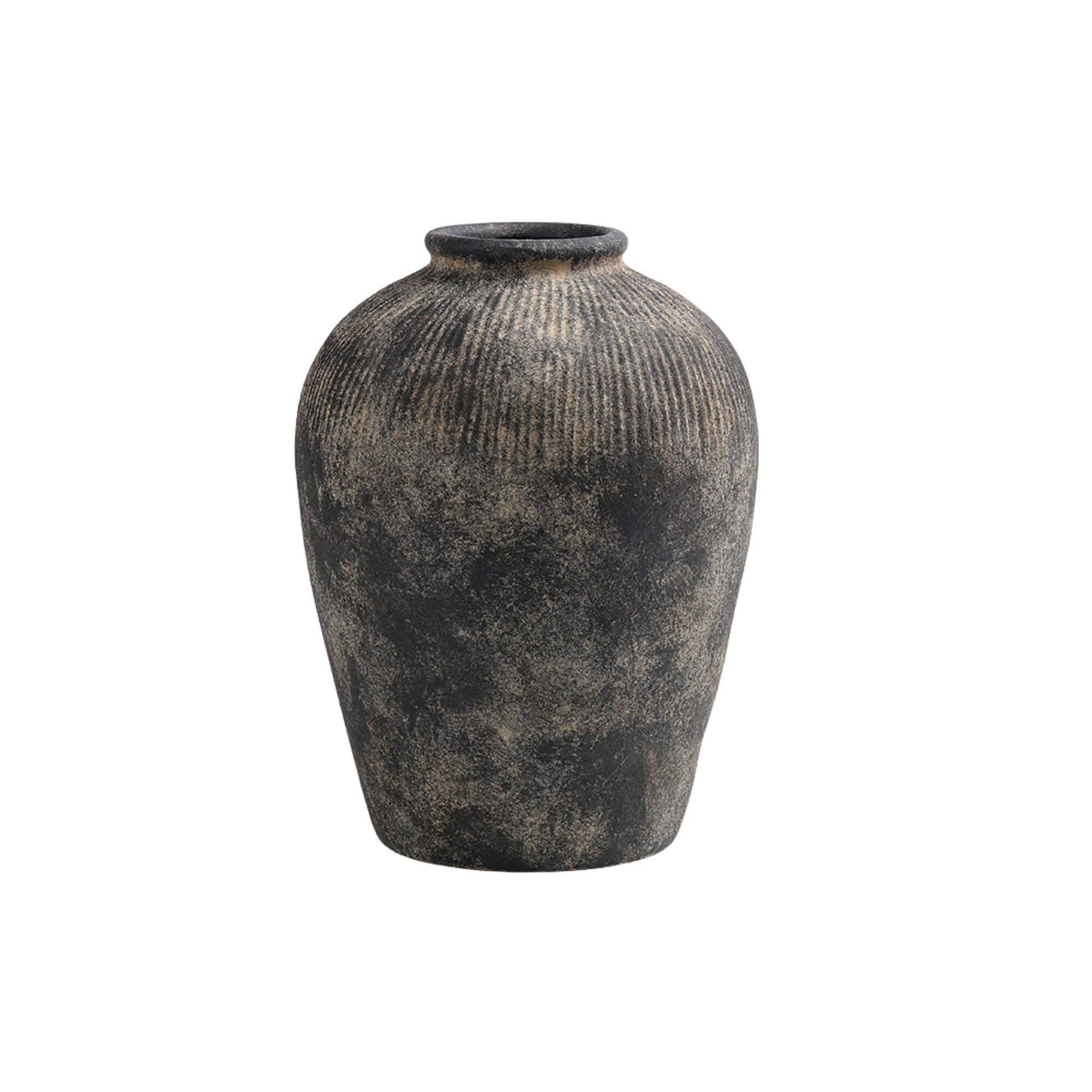 BLACK TERRACOTTA VASE MEDIUM