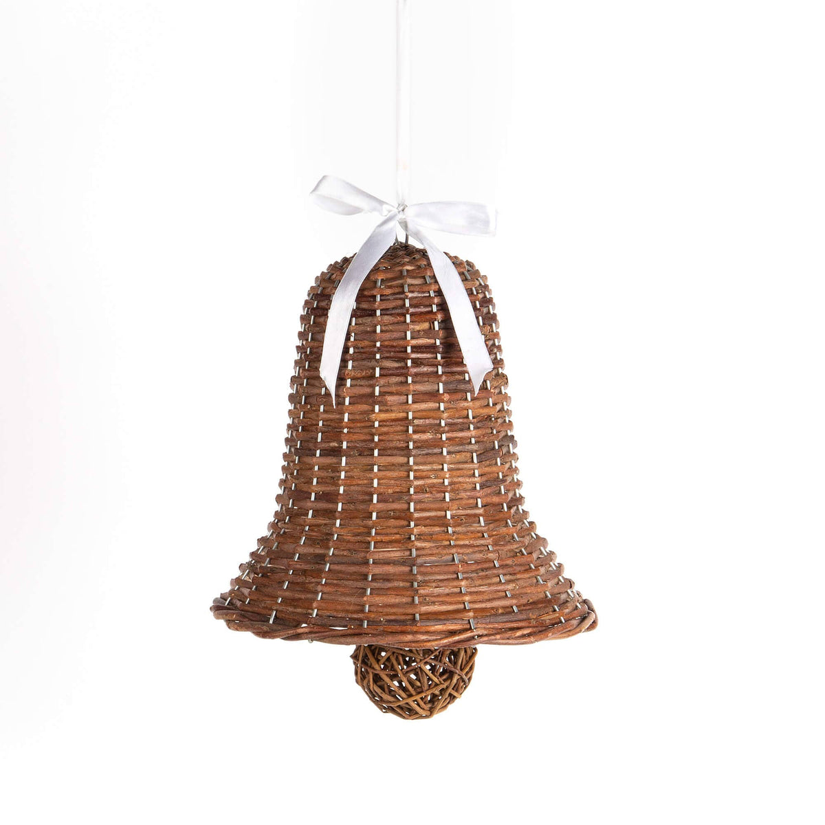 Unpeeled willow bell with white ribbon