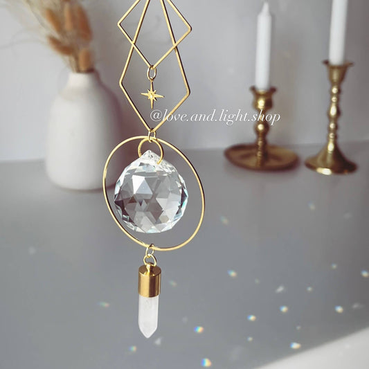 ATRIA Celestial Suncatcher + Clear Quartz Crystal