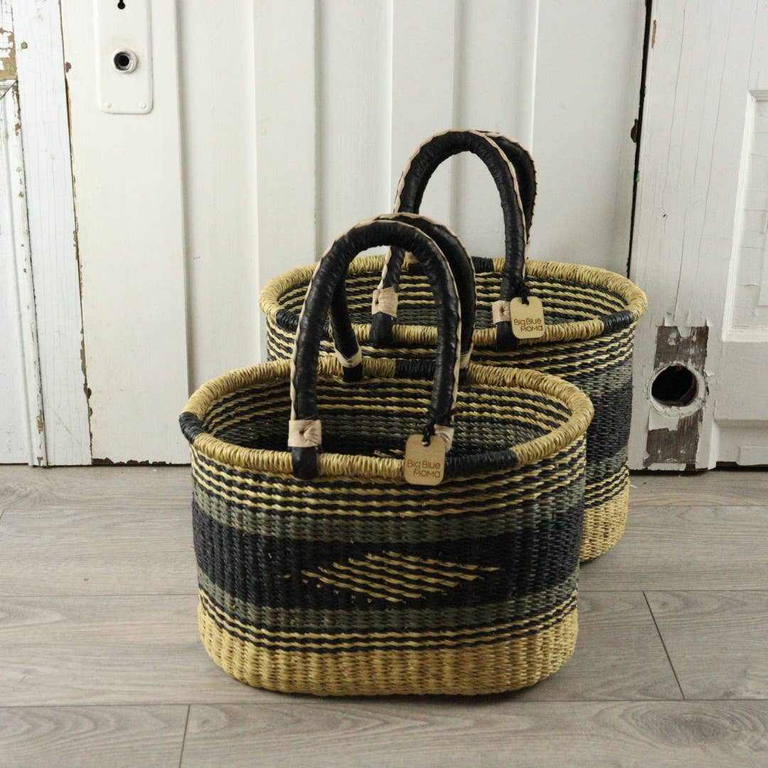 Oval Basket with Two Handles Medium - Traditional Palette