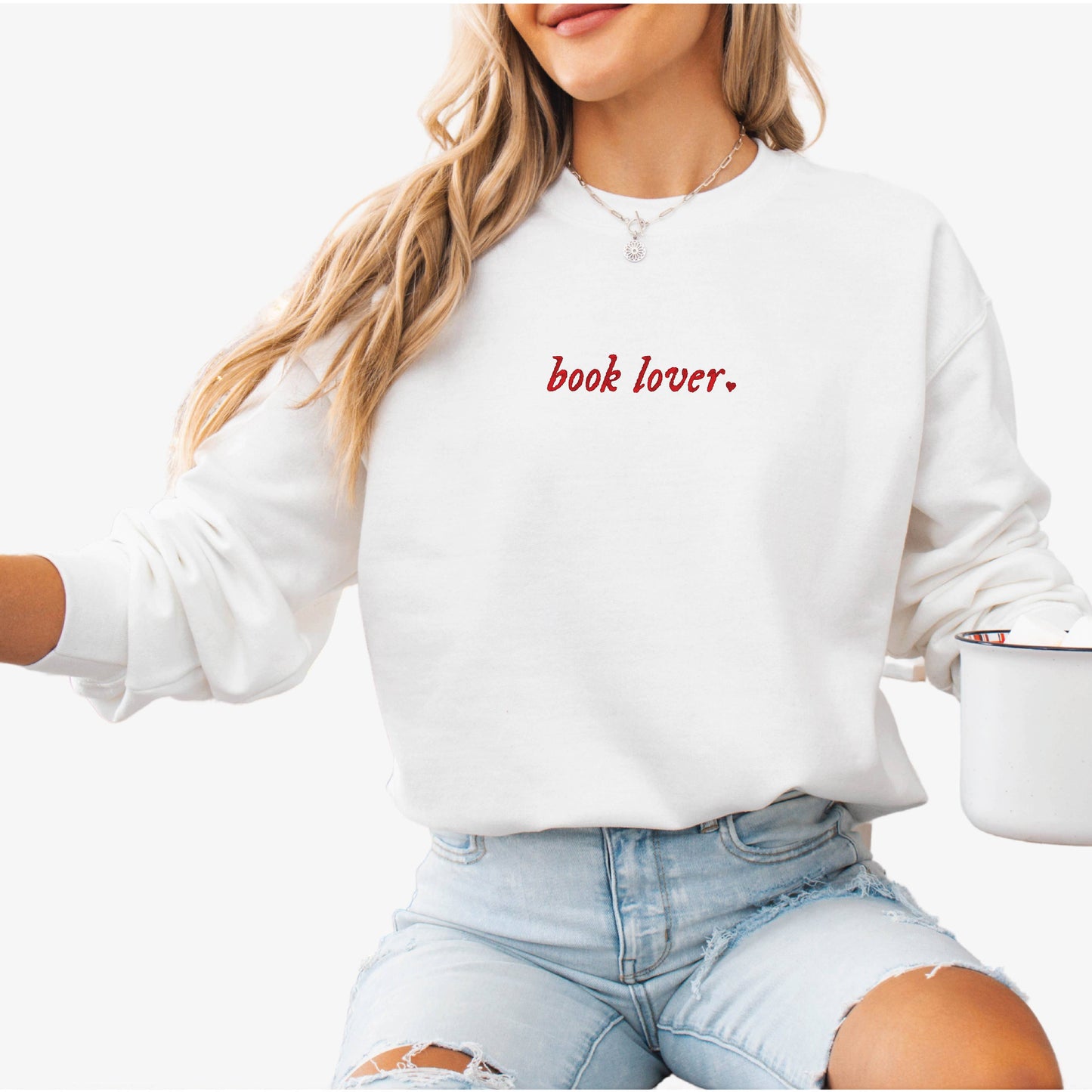 Embroidered "Book Lovers"  Sweatshirt