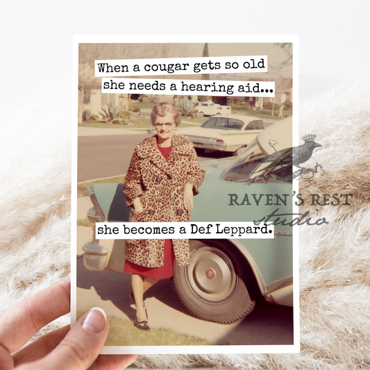 Funny Birthday Card. When A Cougar Gets So Old... Vintage.