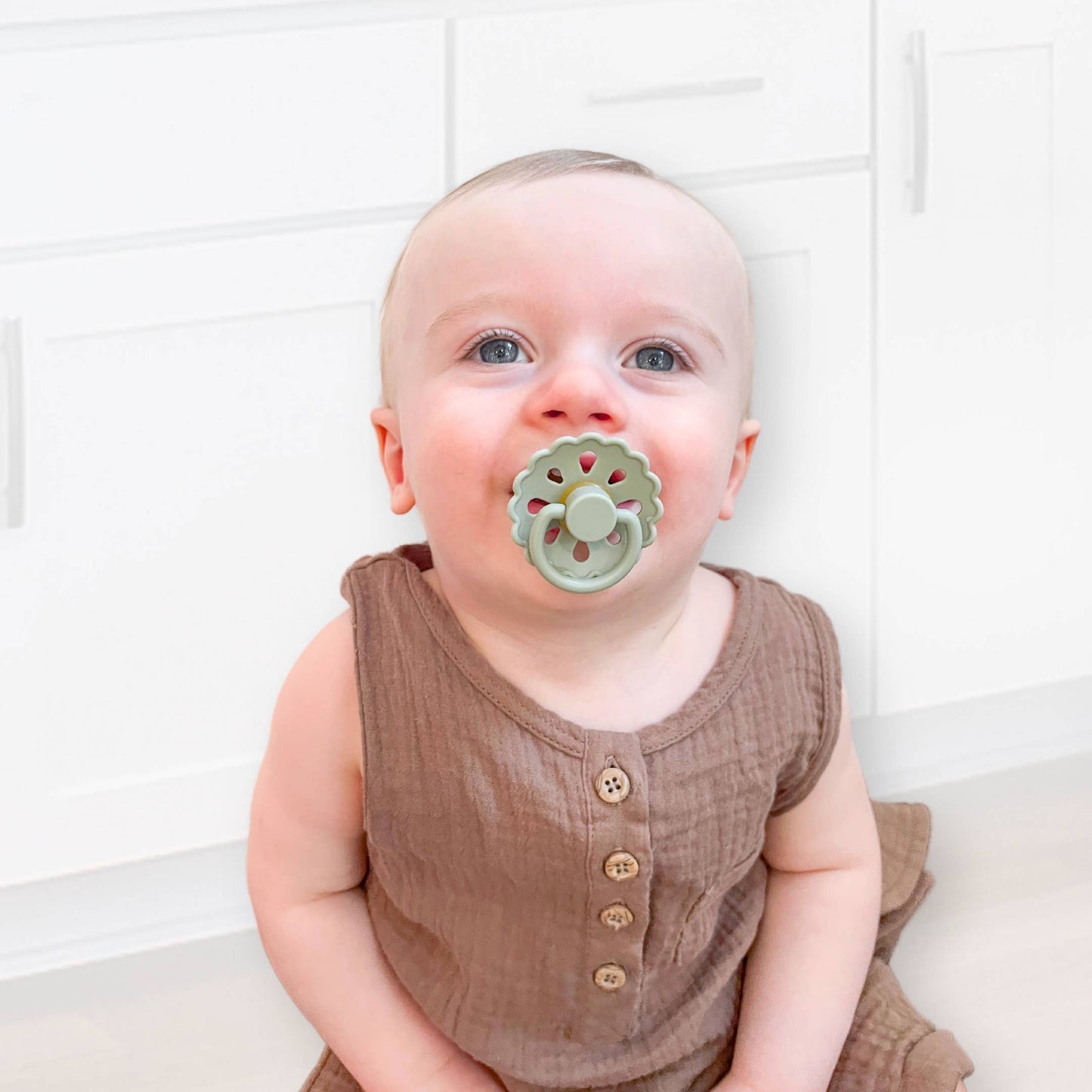 Natural Latex Pacifiers - Size 2 (6-18M): Sage & Dusty Blue