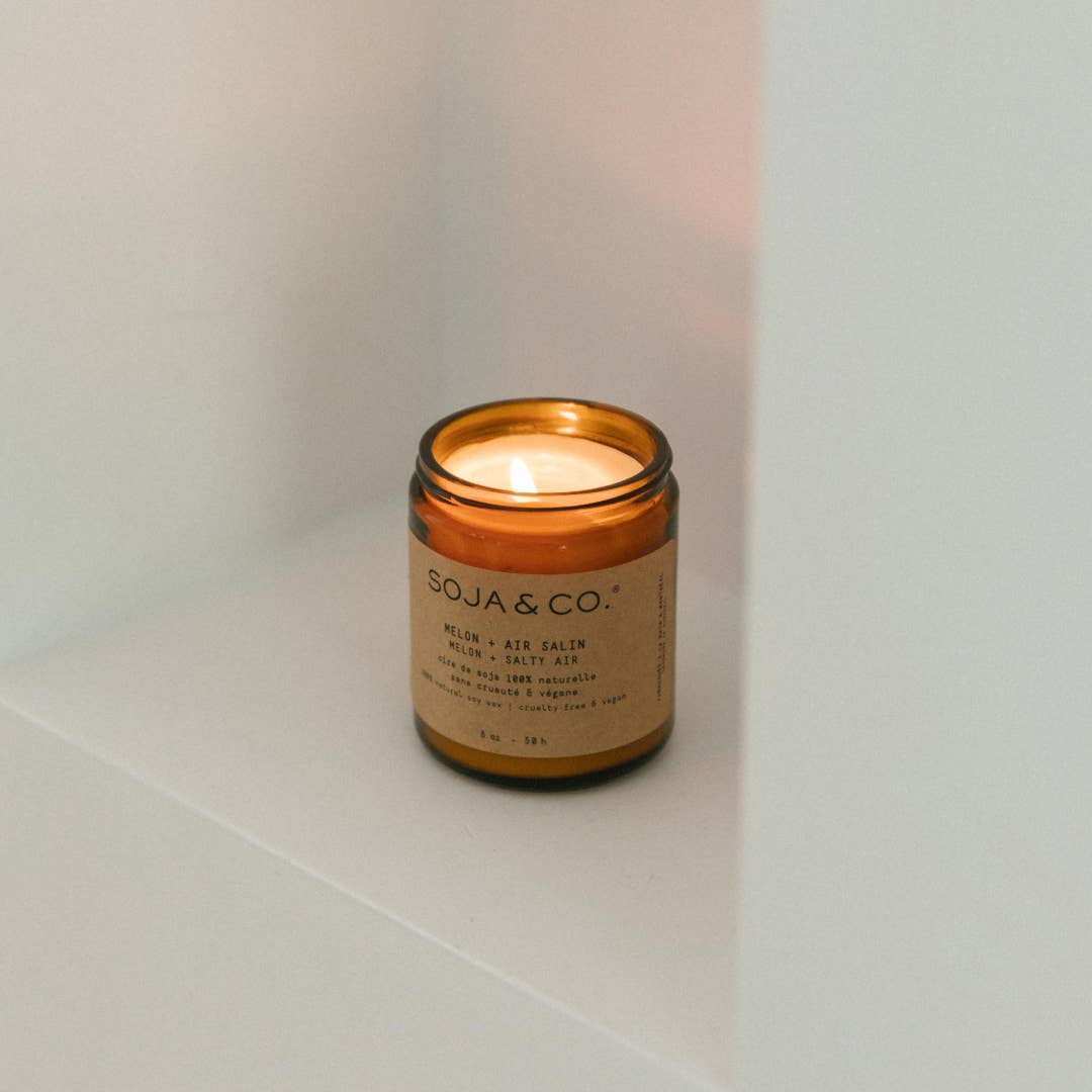 Soy Wax Candle | Melon + Salty Air: 8oz - Cotton Wick