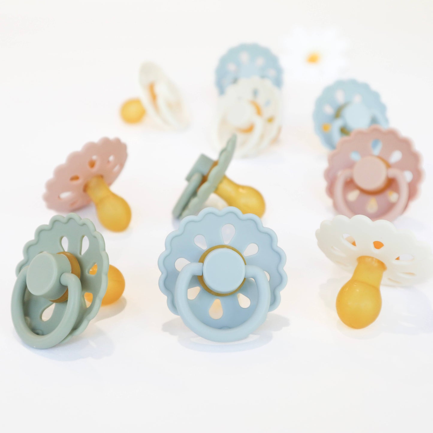 Natural Latex Pacifiers - Size 2 (6-18M): Sage & Dusty Blue