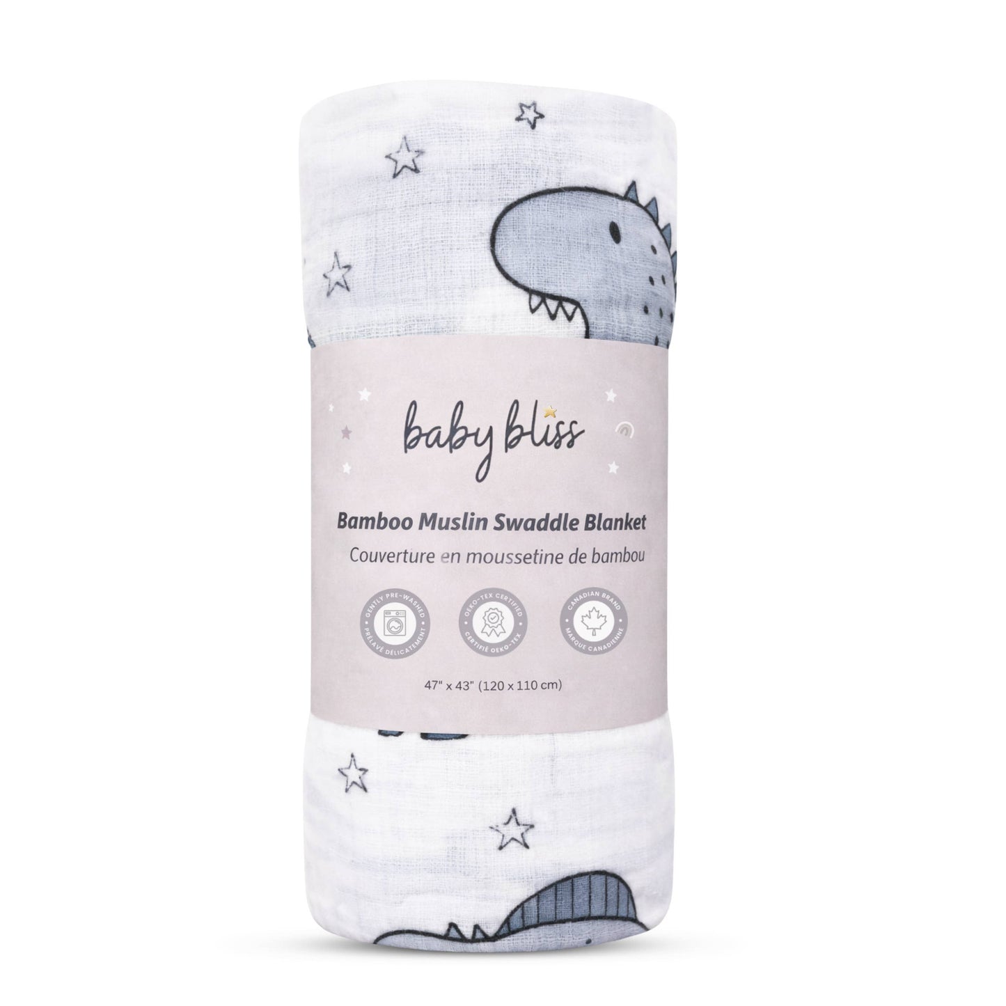 Bamboo Muslin Swaddle Blanket: Dino Dreams