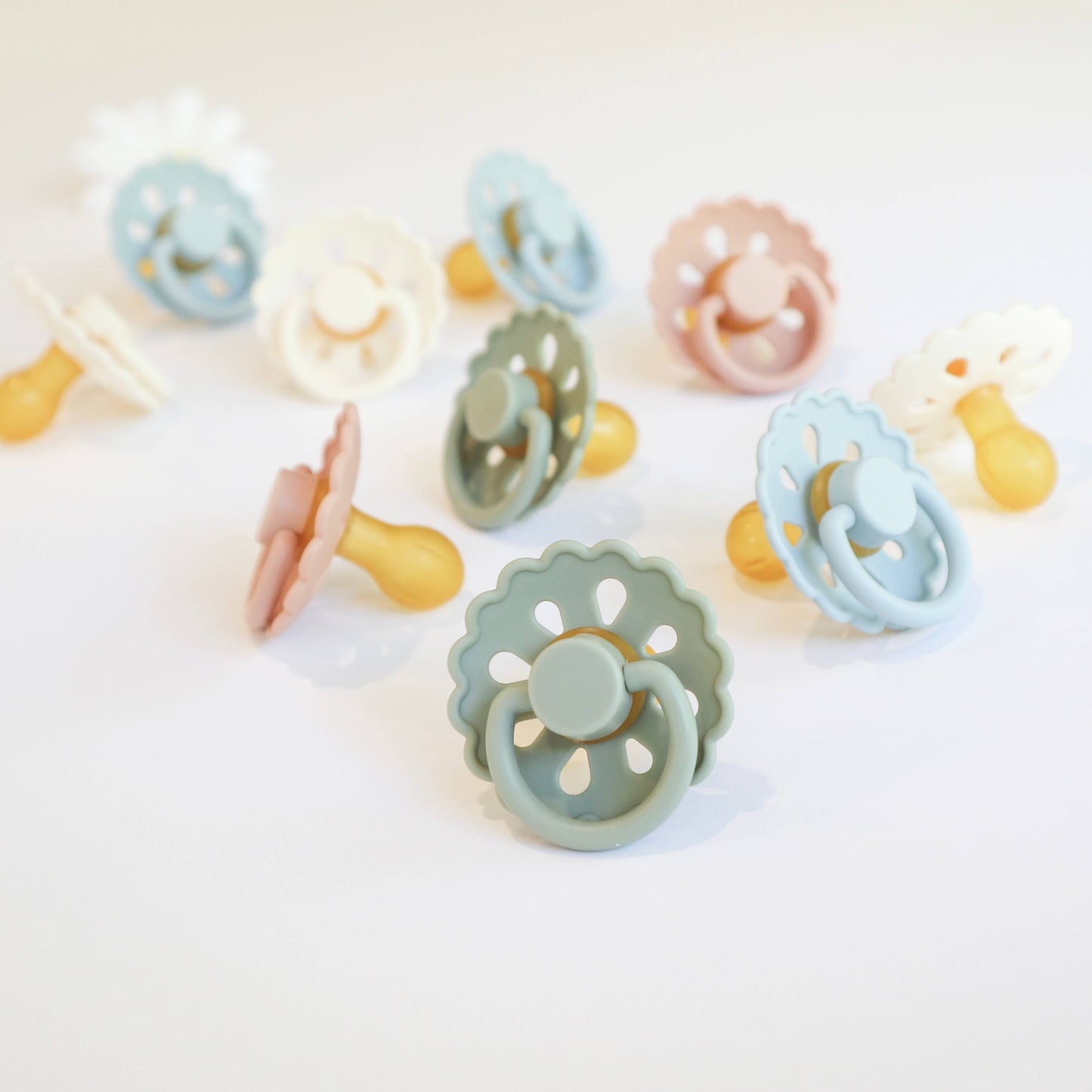 Natural Latex Pacifiers - Size 2 (6-18M): Sage & Dusty Blue