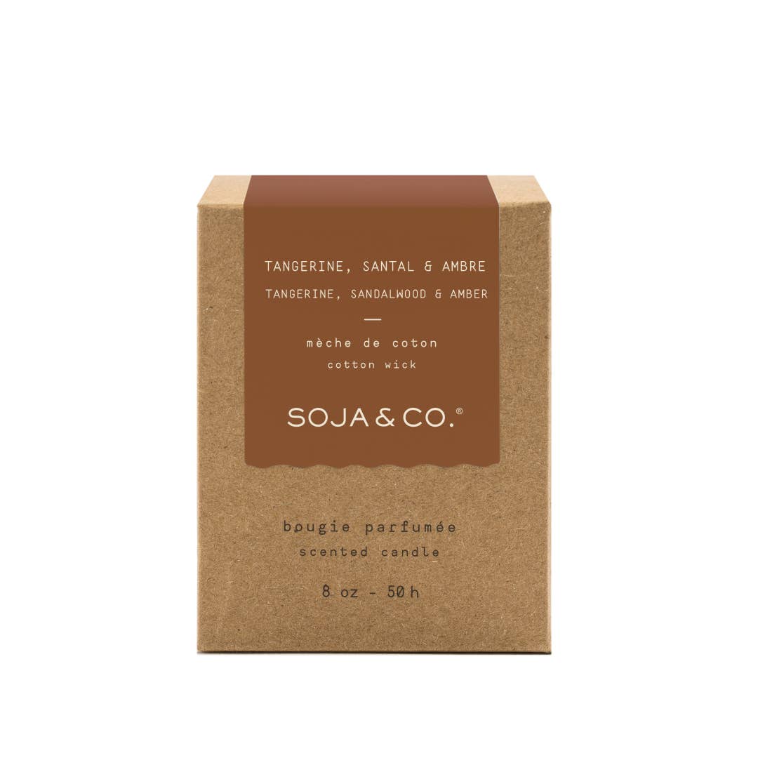 Soy Wax Candle | Tangerine, Sandalwood & Amber: 8oz - Cotton Wick