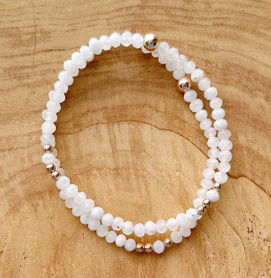 Faceted Rainbow Moonstone w/ 14k Rose Gold Filled Beads