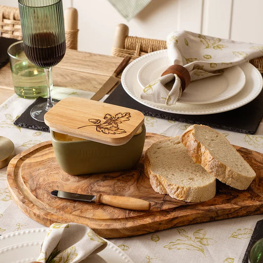 Autumn Acorns  Butter Dish - Sage Green
