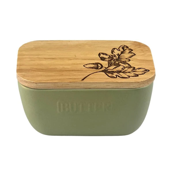 Autumn Acorns  Butter Dish - Sage Green