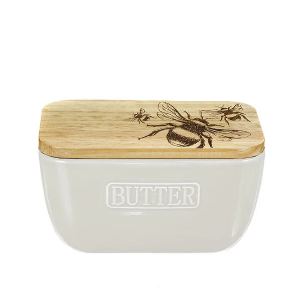 Bee Butter Dish - White