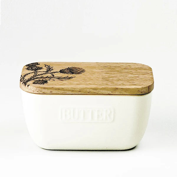 Thistle Butter Dish - White