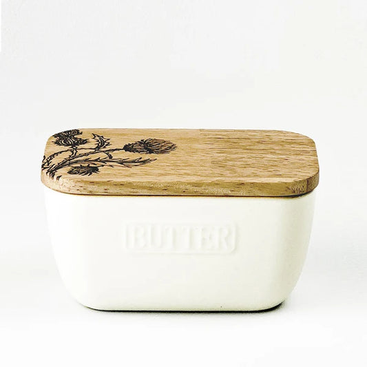 Thistle Butter Dish - White
